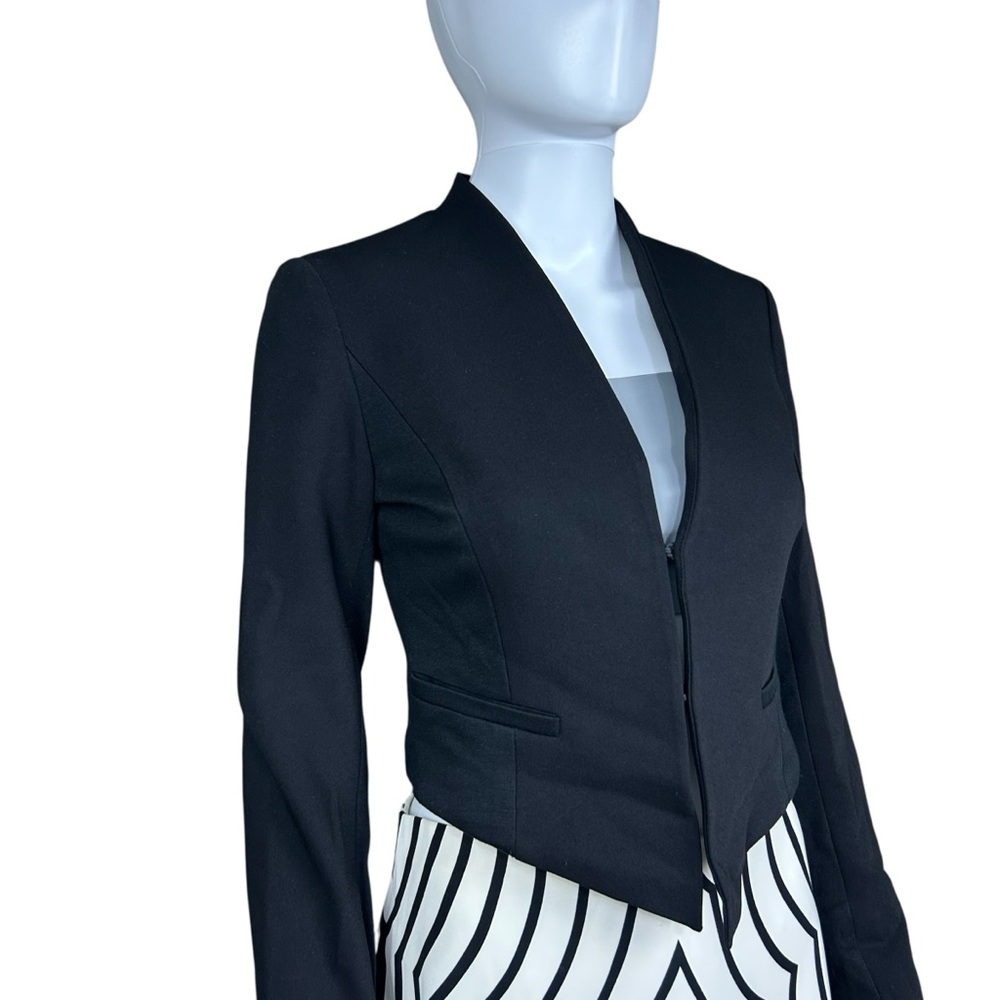 Alice + Olivia Black Cropped Blazer XS Modern Minimalist Art Deco Event Jacket - Picture 4 of 14